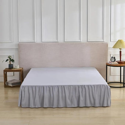Bed Skirt Queen Size Ruffled Bed Skirt with Split Corners, Queen Bed Skirts 16 Inch Drop with Platform, 16'' Queen, Silver Gray