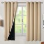 BGment Thermal Insulated 100% Blackout Curtains for Bedroom with Black Liner, Double Layer Full Room Darkening Noise Reducing Grommet Curtain (52 x 63 Inch, Beige, 2 Panels)