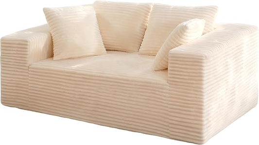 Boneless Cloud Couch Sofa, 2 Seater Deep Seat Modern Lounge Sleeper Couch, No Assemble, Corduroy Compression Upholstered Couches for Living Room, Bedroom, Apartment, Dorm, Office