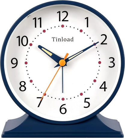 4.5" Antique Retro Analog Alarm Clock, Small Silent Bedside Desk Clock with Manual Light, Battery Operated, Snooze, for Living Room, Bedroom, Bedside, Desk(Blue)