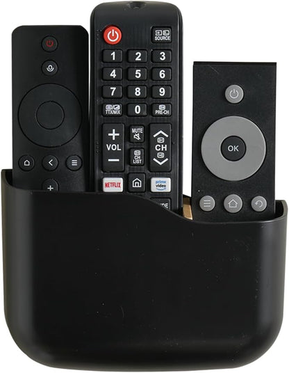 LINFIDITE TV Remote Holder Wall Mount Remote Control Holder for Bed Universal Bedside Wall Remote Holder Caddy Organizer Hole-Free Remote Control Holder (For 2 Or 3 Remote Controls–Black–Quantity1