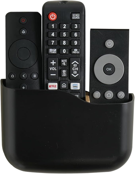 LINFIDITE TV Remote Holder Wall Mount Remote Control Holder for Bed Universal Bedside Wall Remote Holder Caddy Organizer Hole-Free Remote Control Holder (For 2 Or 3 Remote Controls–Black–Quantity1
