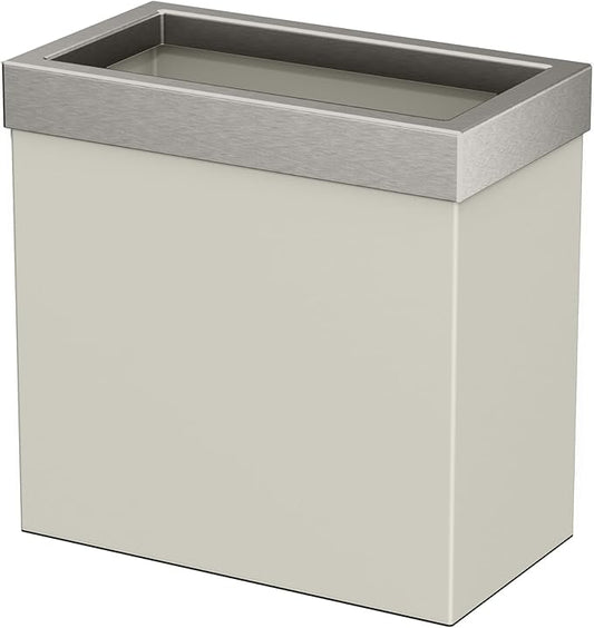 Gatco Modern Rectangle Wastebasket, Matte Pearl and Satin Nickel Combo - Stainless Steel Trash Can with Removable Lid, Leakproof, 3 Gallon Capacity for Bathroom, Bedroom, Kitchen, or Office