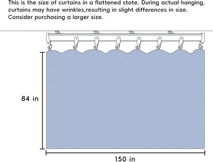 Room Divider Curtains Total Blackout Privacy Curtain Panel Room Thermal Insulated Noise Reduction Curtains for Bedroom Window Living Room Ceiling Track Curtain W 12.5 ft × H 7 ft Azure Blue