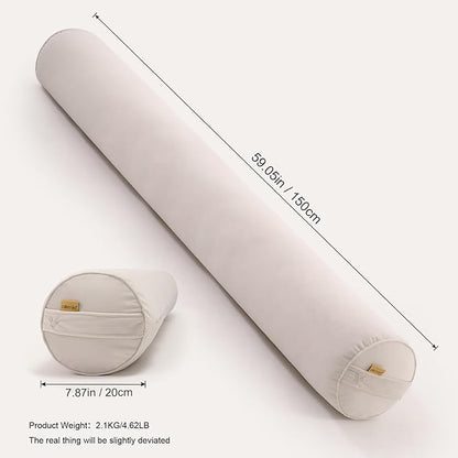 Body Pillow for Adults – Long Bolster Pillow for Bed, Round Cuddle Pillow, Full Support for Side Sleepers,59 x 7.87 Inches,Misty White