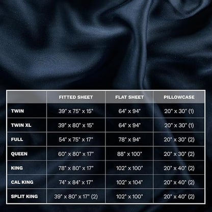 LUXOME Luxury Sheet Set | 100% Rayon (Viscose) from Bamboo | Twin Size - Navy | Deep Pockets | 3-Piece Set (Fitted, Flat, Pillowcase)