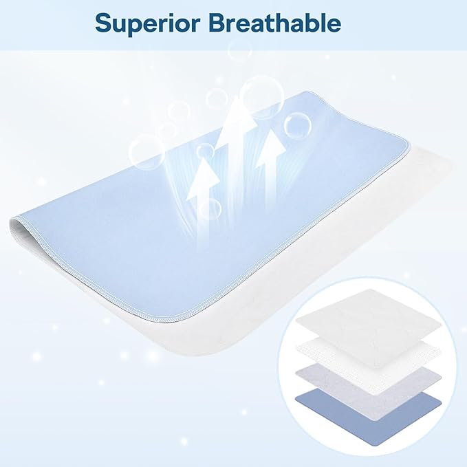 4 Pack 36" x 38" Large Absorbency Incontinence Bed Pads - Quick Drying Washable and Reusable Underpads for Kids, Adults, Elderly Dogs and Pets, Pee Mattress Protective Pad for Bed, Couch, Sofa, Floor