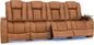 Seatcraft Diamante Zero-Gravity CoolZero Italian Leather Home Theater Seating, Power Headrest, Power Recline, Row of 4 Sofa, Tawny