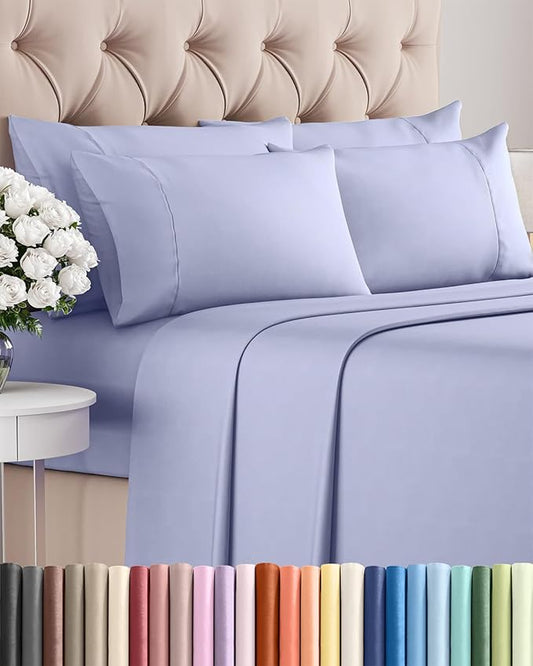 King 6 Piece Sheet Set - Cooling, Comfy & Breathable - Hotel Luxury Bedding, Includes Fitted Sheet for Women, Men, Kids and Teens - 1 Flat, 1 Fitted Sheet, 4 Pillowcases with Deep Pockets - Lavender