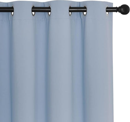 NICETOWN Vintage Blue Blackout Curtains for Bedroom 95 Inch Length - Thermal Insulated Room Darkening Privacy Grommet Window Drapes for Boys Room, Set of 1 Panel, 80 x 95 Inch