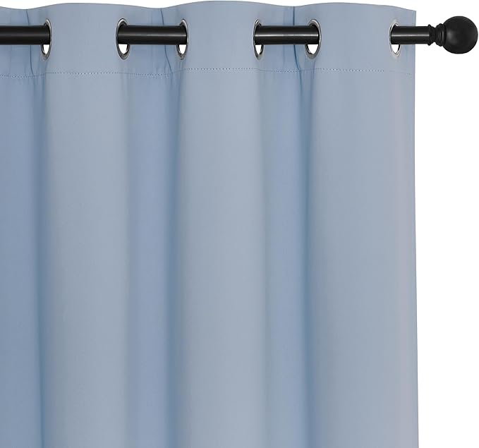 NICETOWN Blackout Curtain Drape 72 inch Long - Grommet Noise Reducing Thermal Insulated Modern Window Treatments for Bedroom Living Room (1 Panel, 52 x 72 Inch, Vintage Blue)