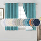 PrinceDeco Primitive Textured Linen 100% Blackout Curtains for Bedroom/Living Room Energy Saving Window Treatment Curtain Drapes, Burlap Fabric with White Thermal Insulated Liner (52 x 54 Inch, Teal)