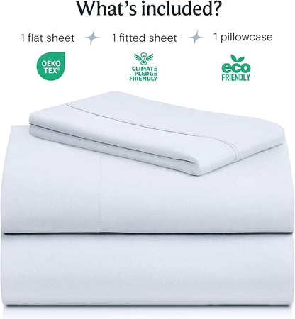 LuxClub 3 PC Twin XL Sheet Set, Deep Pockets Wrinkle Free Cooling Bed Sheets Hotel Bedding for Women, Men, Kids & Teens, Includes 1 Fitted Sheet, 1 Flat Sheet and 1 Pillowcase-Silky Soft Baby Blue