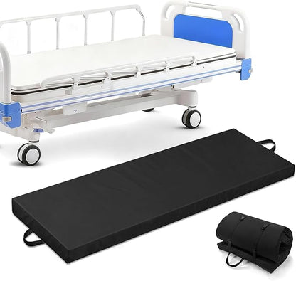 Bedside Fall Mats for Elderly 2.5 Inch Rollable High Density Foam Floor Mats 71.6 * 24 Inch Waterproof Non Slip Protection Mat for Elderly, Handicap, Senior