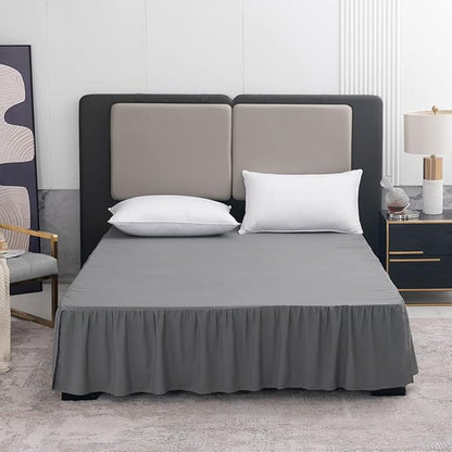 Grey Bed Skirt Twin Size Ruffled Bed Skirt with Split Corners, Twin Bed Skirt 12 Inch Drop, Twin Size Bed Skirt Grey for Ruffled Bed Skirt with Split Corners, Bed Skirt Twin Size