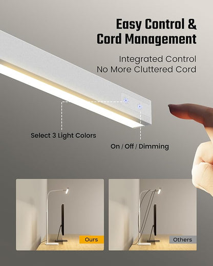 SUPERDANNY LED Desk Lamp for Home Office, Eye-Caring Desk Light with Base, 12W Touch Control 3 Colors Dimmable Brightness, Gooseneck Architect Lamp for Computer Monitor Reading Workbench, White