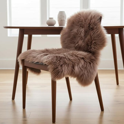 Super Area Rugs Buff Tan Sheepskin Rug Genuine Single 2x3ft Pelt Fluffy Fur Seat Cushion and Chair Cover