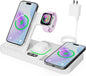 Dual Phone Magnetic Wireless Charging Station for Apple Devices/Apple Ecosystem,with Auto-Switch 7-Color Light & Clock, Compatible with iPhone 17/16/15, for iWatch 11/10/9 & AirPods Pro3（White