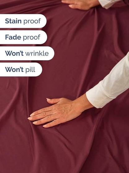 Extra Deep Full Sheet Set - 6 Piece Breathable & Cooling Sheets - Hotel Luxury Bed Sheets Set - Easy & Secure Fit - Soft, Wrinkle Free & Comfy Sheets Set - Burgundy Sheet Set with Extra Deep Pockets