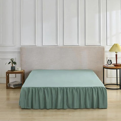 Bed Skirt Queen Size Ruffled Bed Skirt with Split Corners, Queen Bed Skirts 16 Inch Drop with Platform, 16'' Queen, Sage Green