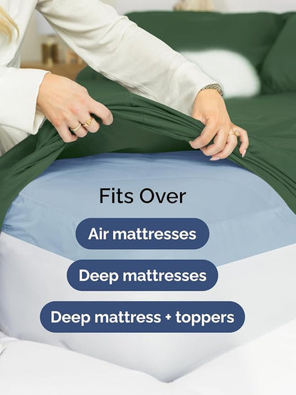 Extra Deep Cal King Sheet Set - 6 Piece Breathable & Cooling Sheets - Hotel Luxury Bed Sheets Set - Easy Fit - Soft, Wrinkle Free & Comfy Sheets Set - Emerald Green Sheet Set with Extra Deep Pockets