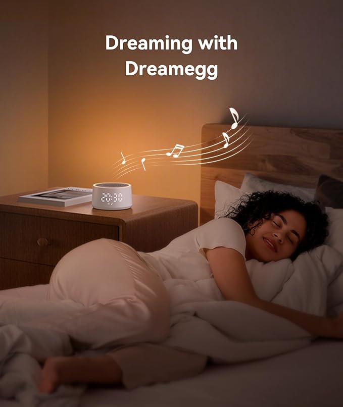 Dreamegg Sound Machine with Nursery Lamp - Sound Machine Baby, Soothing Sounds, Timer, Memory Function, 10 Colour Night Light, White Noise Machine Alarm Clock for Newborn Baby Registry Gift, White