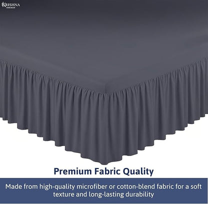 KRISHNA Ruffled Bed Skirt with Split Corners King, 100% Microfiber Hotel Quality, 21 Inch Drop Dust Ruffle Gathered Bedskirt with Platform, 78" x 80", Dark Grey