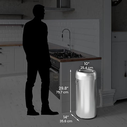 iTouchless 16 Gallon / 61 Liter Dual-Deodorizer Trash Can and Recycle Bin, Stainless Steel Commercial Grade Large 10 Inch, Home, Restaurant, Restroom, Office, Open Top, Round