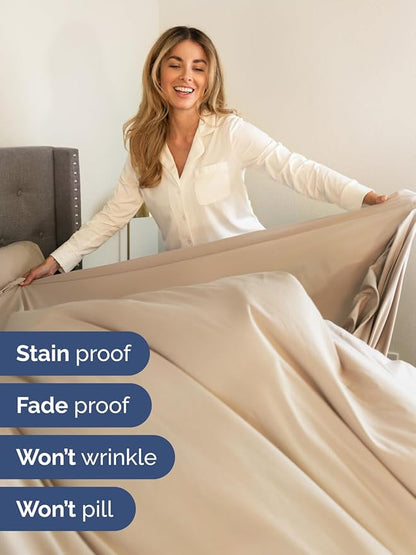 Extra Deep Cal King Sheet Set - 6 Piece Breathable & Cooling Sheets - Hotel Luxury Bed Sheets Set - Easy & Secure Fit - Soft, Wrinkle Free & Comfy Sheets Set - Cream Sheet Set with Extra Deep Pockets