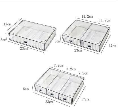 Desk Drawer Organizer, Stackable Office Supplies Desk Organizer, Plastic Plastic Storage Drawer, Desk Grocery Organizer For Stationery/Office Supplies (Clear, 3 Compartment)