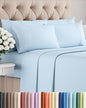 Full 6 Piece Sheet Set - Cooling, Comfy & Breathable - Hotel Luxury Bedding, Includes Fitted Sheet for Women, Men, Kids and Teens - 1 Flat, 1 Fitted Sheet, 4 Pillowcases with Deep Pockets - Sky Blue