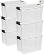 Sterilite 6-Pack Ultra Latching Box, Storage Bins with Lids, Clear Plastic, 30 Quart - Heavy-Duty Organizing Containers for Closet, Bathroom, and Office