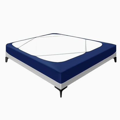 Biscaynebay Decorative Box Spring Cover King & Cal King Size, Navy Luxurious Jersey Knitting Stretchy Wrap Around 4 Sides Bed Skirt for Home/Hotels, Easy Fit Wrinkle & Fade Free Machine Washable