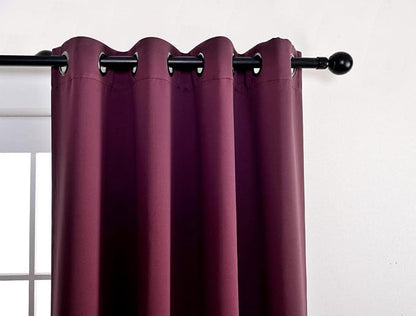 MIUCO Room Darkening Grommet Blackout Window Curtains Panels for Bedroom Set of 2 52x84 Inch Aubergine, Bonus 2 Tie Backs Included