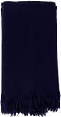 Alashan Cashmere Blend - Woven Throw Blanket - Ripple Finish, Navy, Merino Wool Cashmere