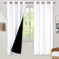BGment Thermal Insulated 100% Blackout Curtains for Bedroom with Black Liner, Double Layer Full Room Darkening Noise Reducing Grommet Curtain (55 x 69 Inch, White, 2 Panels)