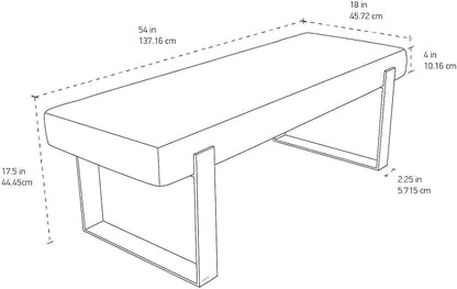 VANT Upholstered Bed Bench - Ribbed Stone - Brushed Nickel - Contemporary Modern, Bedroom Bench Seat, Hallway, or Entryway