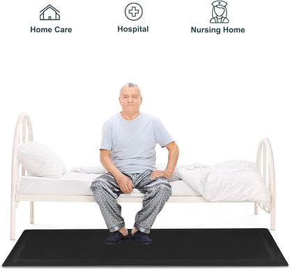 70"x24"x1/2" Thick Medical Bedside Fall Safety Protection Floor Mat for Elderly Senior Handicap,Reducing Injury Risk and Impact, Prevent Bed Falling, Anti Fatigue, Non-Slip Beveled Edge