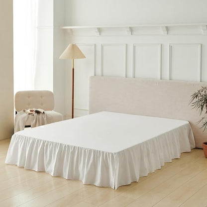 Bed Skirt Full Size Ruffled Bed Skirt with Split Corners, Full Bed Skirts 22 Inch Drop with Platform, White, 22'' Full