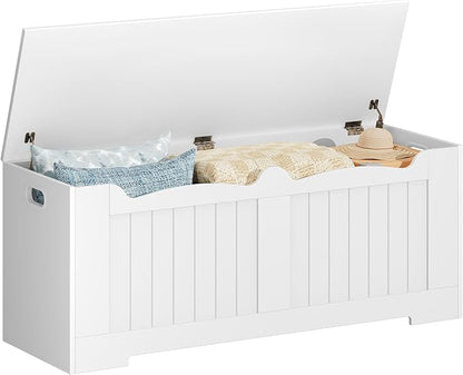Hzuaneri 47.2" Storage Chest, Extra Large Storage Bench Trunk with 2 Hinges, Wooden Box, Lift-Top Chest Organizer, Shoe Bench for Entryway, Bedroom, Living Room, White SB28603X