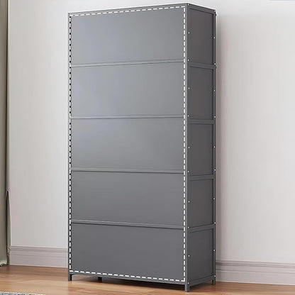 Bamboo Shoe Cabinet with Acrylic Door,10-Tier Shoe Storage Rack, 40-45 Pairs Freestanding Shoe Rack, Entrance Shoe Cabinet for Hallway Living Room