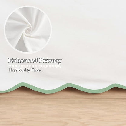 HIG Off-White Chic Twin XL Bed Skirt - Easy Fit Scallop Edge Pleated Bedskirts, 14 Inch Drop Anti-Slip Dust Ruffle, Thick Fabric for Enhanced Privacy, Pre-Washed for Long-Lasting Use(N60022)