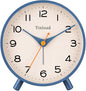 4.5" Antique Retro Analog Alarm Clock, Small Silent Bedside Desk Clock,Lighted on Demand, Battery Operated, Snooze, for Living Room, Bedroom, Bedside(Blue)