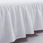 meadow park Washed French Linen Bed Skirt, Dust Ruffle, Queen Size 60" W x 80" L, Drop 16", Super Soft, Ruffle Style, White Color