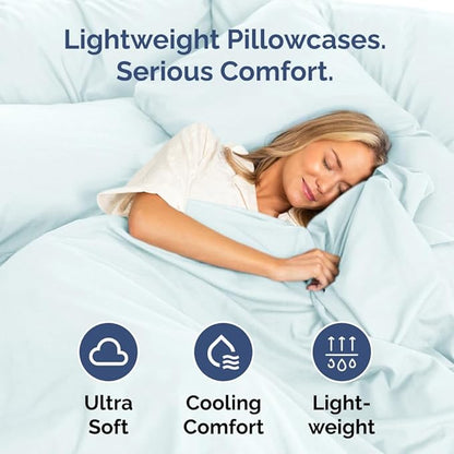 Standard Pillow Cases Set of 10 - Ultra Soft Hotel Quality Pillowcase Covers - Comfy, Cozy & Wrinkle Free - Shrink, Stain & Fade Resistant - Machine Washable Pillow Protectors - 10 Pcs Set - Ice Blue