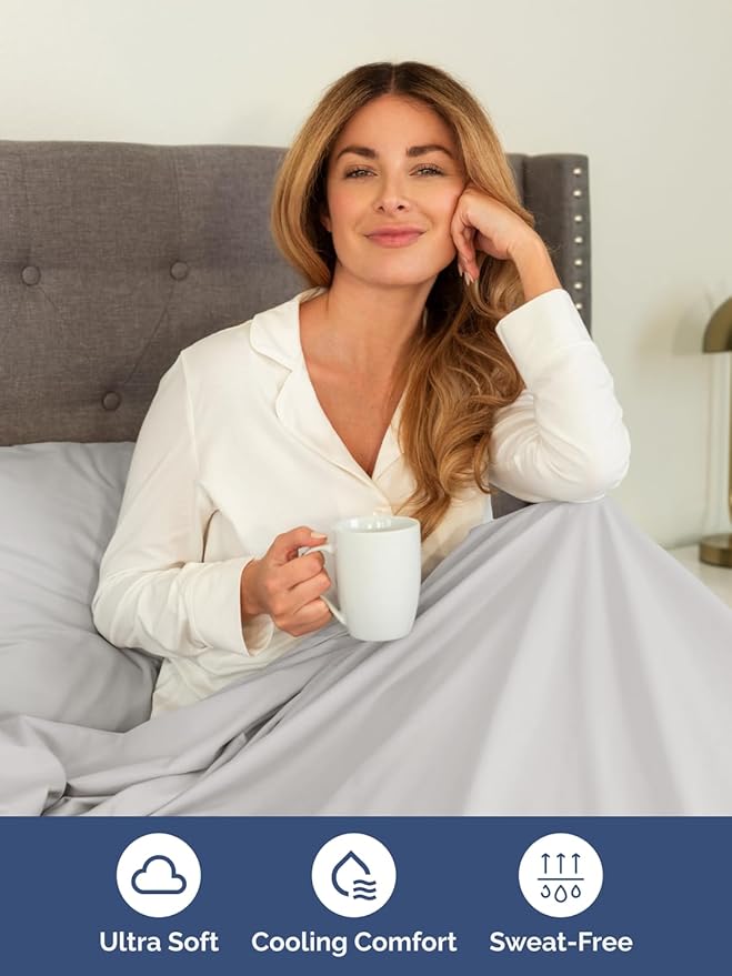Extra Deep Full Sheet Set - 6 Piece Breathable & Cooling Sheets - Hotel Luxury Bed Sheets Set - Easy & Secure Fit - Soft, Wrinkle Free & Comfy Sheets Set - French Grey Sheet Set w/Extra Deep Pockets