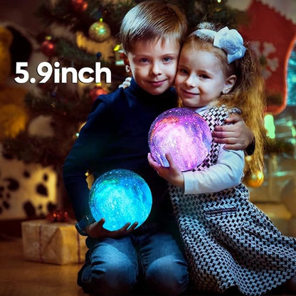 BRIGHTWORLD Moon Lamp Galaxy Lamp 5.9 inch 16 Colors LED 3D Moon Light, Remote & Touch Control Moon Night Light Christmas Gifts for Girls Boys Kids Women Birthday（Wooden Base）