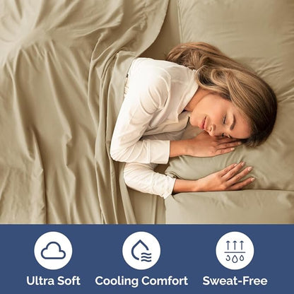 Twin Size 3 Piece Sheet Set - Comfy Breathable & Cooling Bed Sheets Set - Hotel Luxury Bedding for Women, Men, Kids, Teens, Boys & Girls - Deep Pockets, Ultra-Soft and Wrinkle Free - Oeko-Tex - Beige