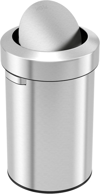 iTouchless Titan 17 Gallon Swing Open Trash Can, Stainless Steel Self-Balance Flip Top Lid Commercial Grade 64 Liter Garbage Can is Perfect for Business, Restaurant, Office and Kitchen