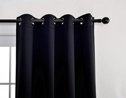 MIUCO 1 Pair Thermal Insulated Grommet 52-Inch-by-95-Inch Blackout Window Curtain Panels with 2 Tie Backs, Black